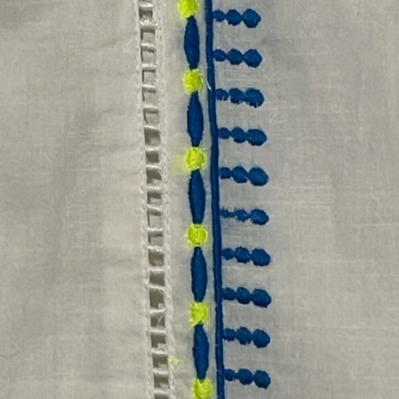 Vineyard Vines Embroidered Fringe Sleeveless Sheath Sundress White Blue Plus 14 - Picture 7 of 9